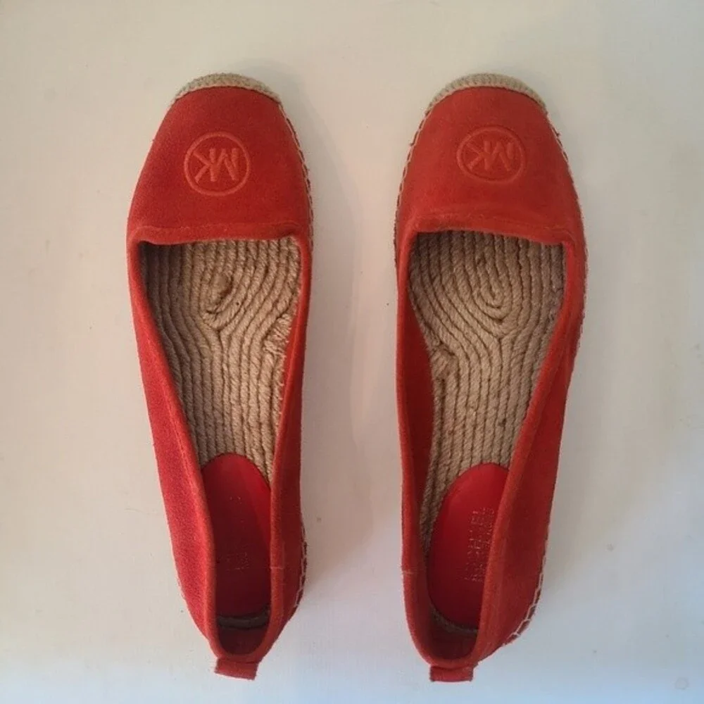 Michael Kors espadrilles suede red orange size 8